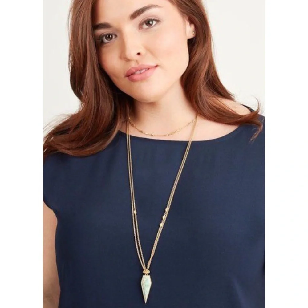 Stella & Dot | GOLD + Aqua Blue 3-in-1 Versatile Winona Layer Necklace - Picture 2 of 9